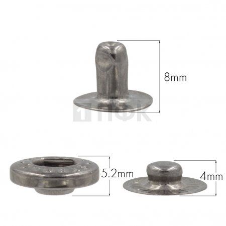 3 Части кнопки для одежды 15мм Альфа латунь цв никель тем (уп 720шт) STRONG