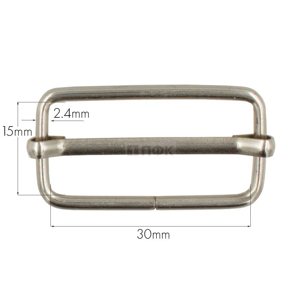 Пряжка регулировочная 30мм (толщ 2,4мм) цв никель (уп 1000шт)
