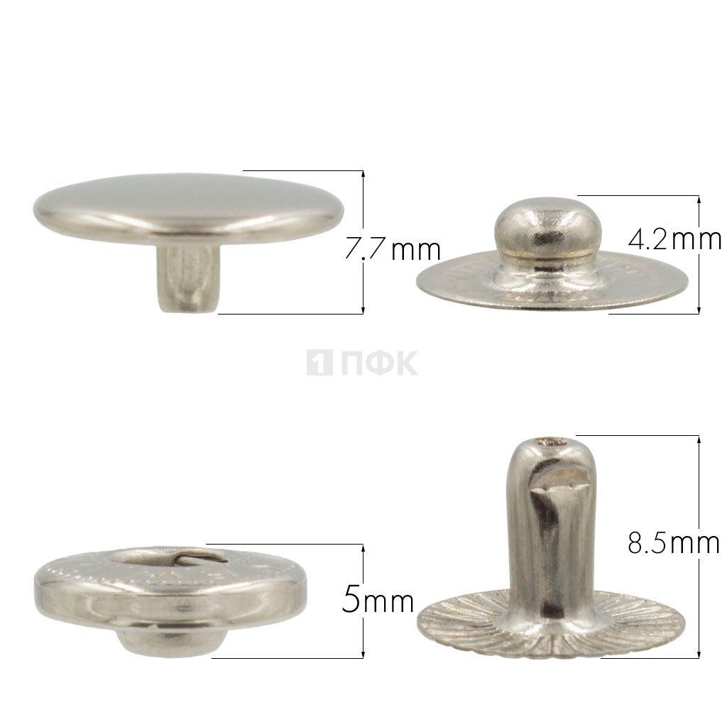 Кнопка для одежды 15мм Альфа сталь цв никель (уп 720шт) NEW STAR