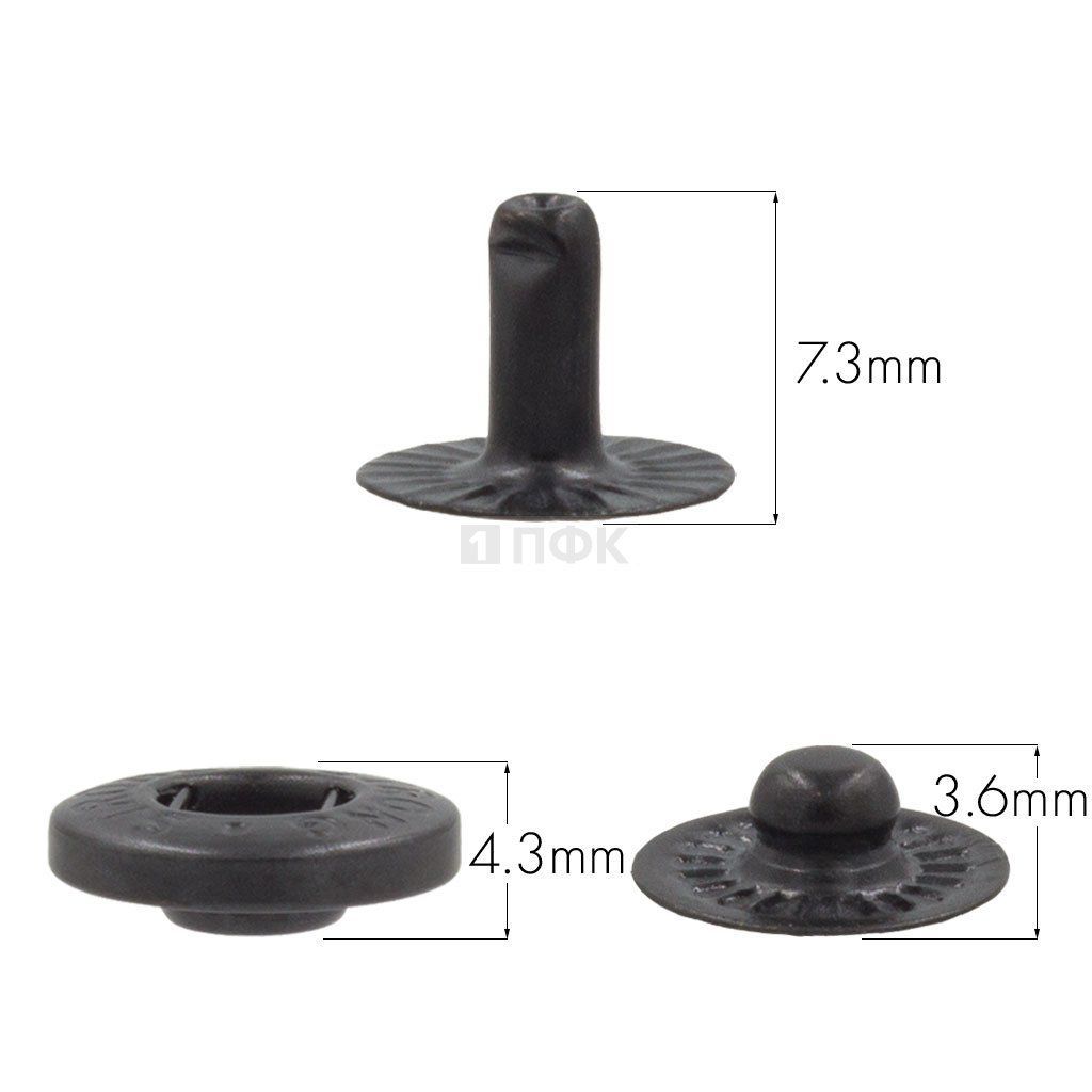 3 Части кнопки для одежды 12,5мм Альфа сталь цв оксид (уп 1440шт) STRONG