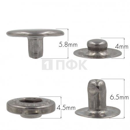 Кнопка для одежды 12,5мм Альфа сталь цв никель тем (уп 1440шт) STRONG