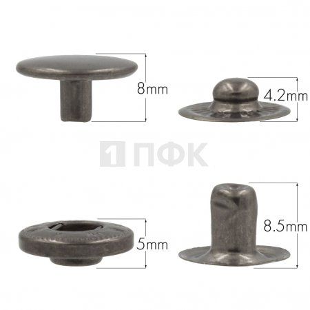 Кнопка для одежды 15мм Альфа нерж цв никель тем (уп 720шт) BUTTONI 