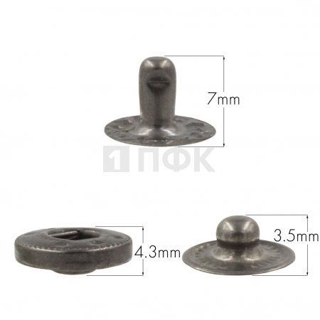 3 Части кнопки для одежды 12,5мм Альфа сталь цв никель тем (уп 1440шт) NEW STAR 