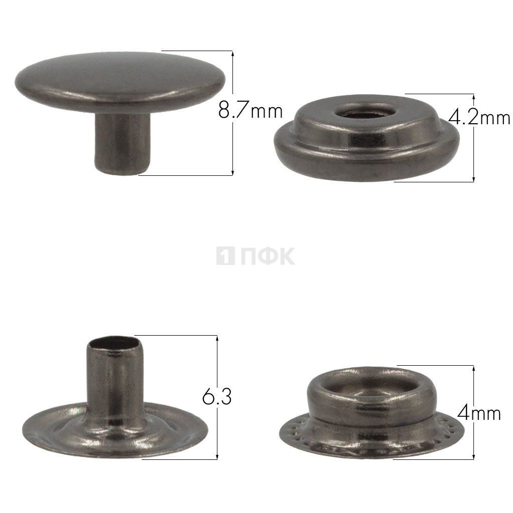 Кнопка для одежды 15мм №61 латунь цв никель тем (уп 720шт) STRONG