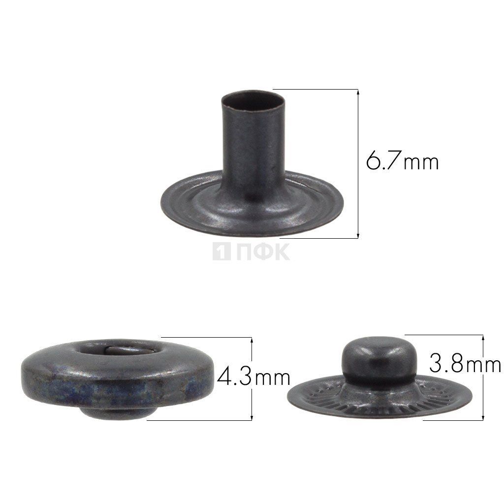 3 Части кнопки для одежды 12,5мм Альфа нерж цв оксид (уп 1440шт) BUTTONI 