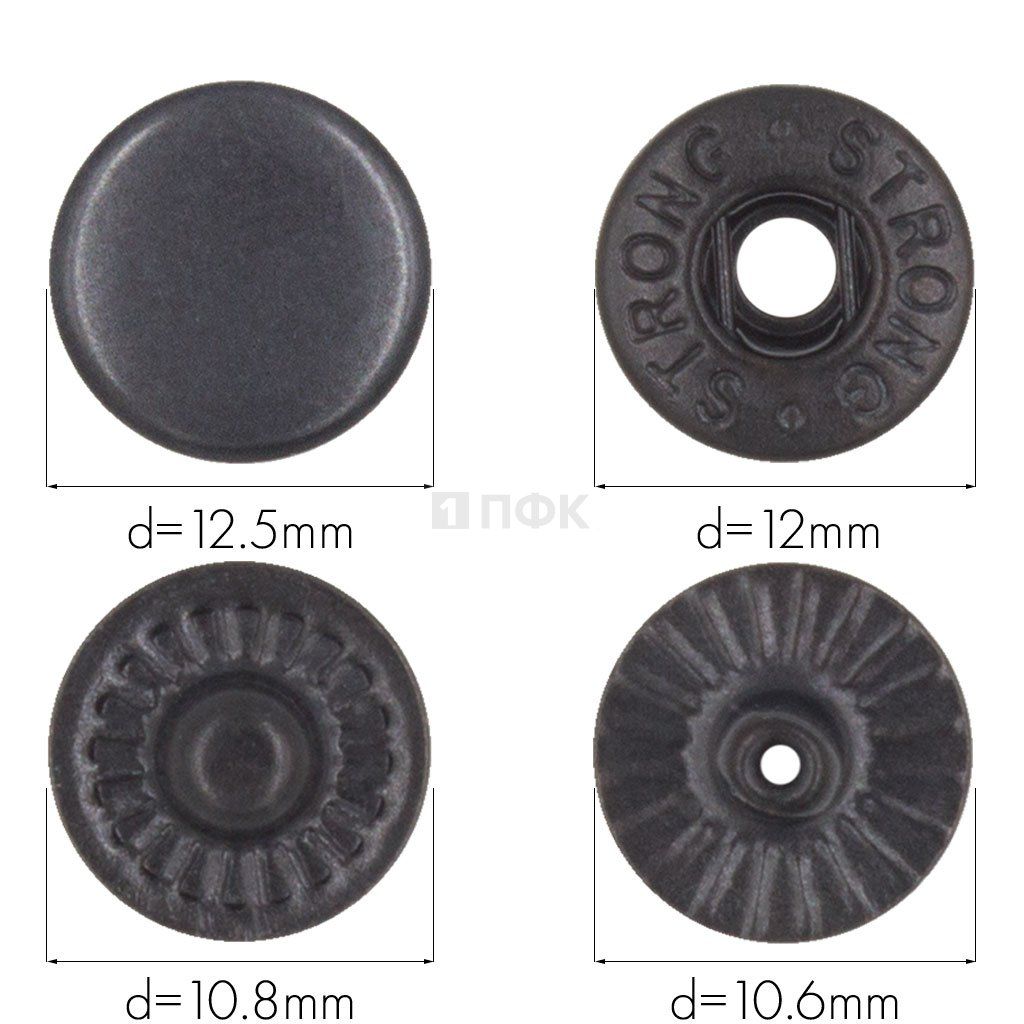 Кнопка для одежды 12,5мм Альфа латунь цв оксид (уп 1440шт) STRONG