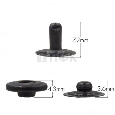 3 Части кнопки для одежды 12,5мм Альфа сталь цв оксид (уп 1440шт) STORM