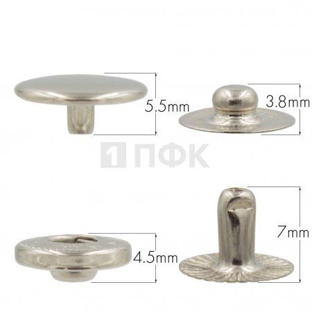 Кнопка для одежды 12,5мм Альфа нерж цв никель (уп 1440шт) BUTTONI