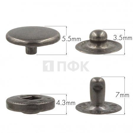 Кнопка для одежды 12,5мм Альфа сталь цв никель тем (уп 1440шт) NEW STAR 