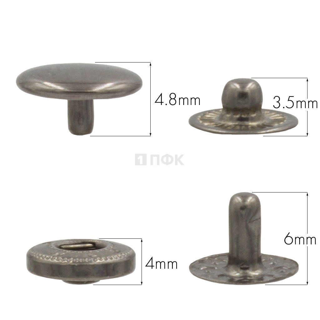 Кнопка для одежды 10мм Альфа латунь цв никель тем (уп 1440шт) STRONG