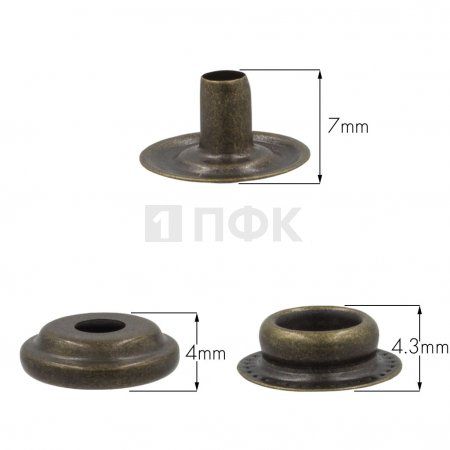 3 Части кнопки для одежды 15мм №61 сталь цв антик (уп 720шт) NEW STAR