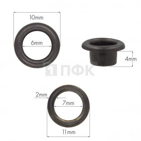 Люверсы №4 6мм сталь эконом цв оксид (уп 5000шт/100000шт) 