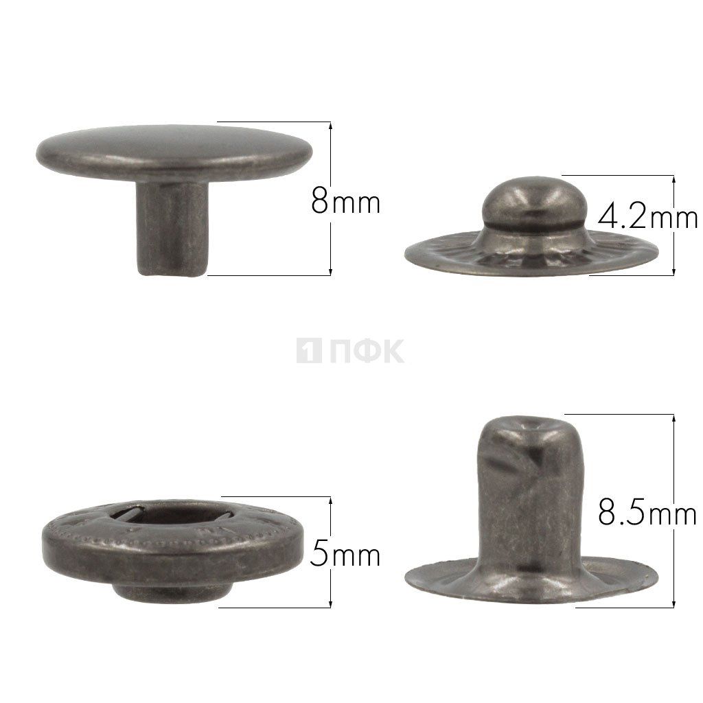 Кнопка для одежды 15мм Альфа нерж цв никель тем (уп 720шт) DNG 
